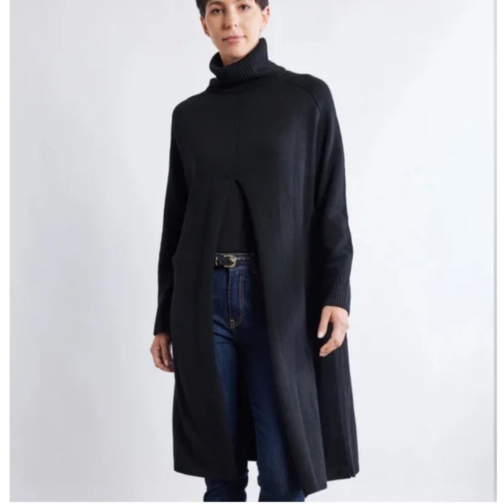 Ruti Modern Maximalist Tunic Sweater Black Size XL Wool Cashmere Blend NWT